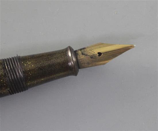 A Dunhill Namiki Maki-e fountain pen decorated by Shogo Lijima c.1930, 5in.